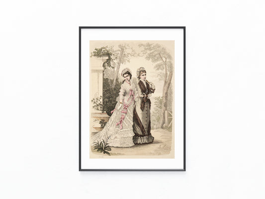 Original Modegrafik 1876 Lithografie mit Damenmode