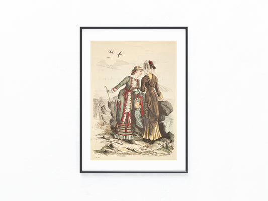 Modegrafik Original 1880 Frauen-Zeitung Lithografie
