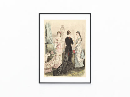Ballroben Original Modegrafik 1880 | Antike Lithografie