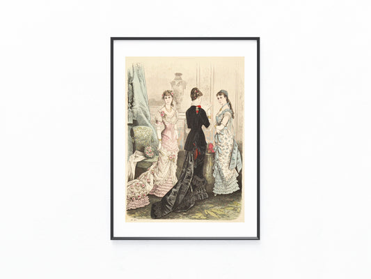 Ballroben Original Modegrafik 1880 | Antike Lithografie