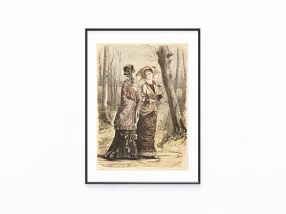 1880 Original Modegrafik Spaziermode Gründerzeit Fashion