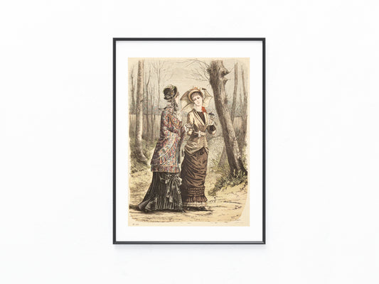 1880 Original Modegrafik Spaziermode Gründerzeit Fashion