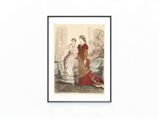 Abendmode 1880 Original Modegrafik Vintage Abendkleider