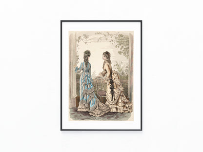 Original Modegrafik 1876 Lithografie mit Damenmode