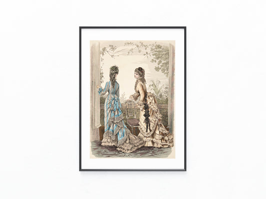 Original Modegrafik 1876 Lithografie mit Damenmode