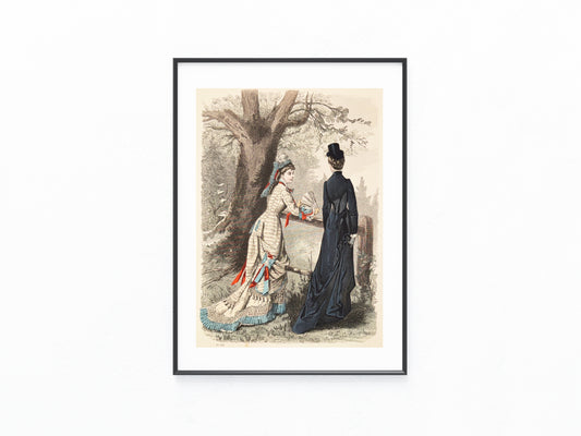 Modegrafik Damen Zylinderhut 1877 Hutmode Frühlingskleidung