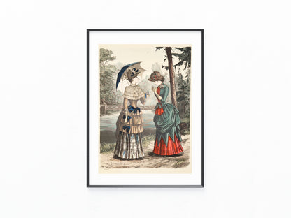 1884 Original Modegrafik Promenade Kleidung Vintage