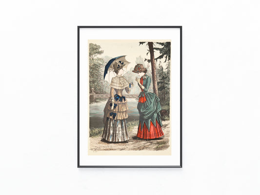 1884 Original Modegrafik Promenade Kleidung Vintage