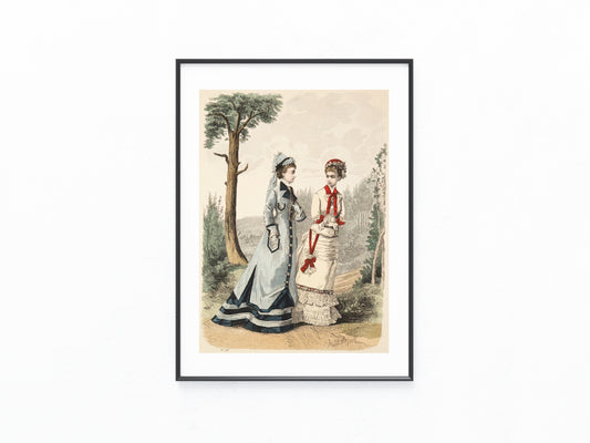 Original Modegrafik 1876 Lithografie Sommermode