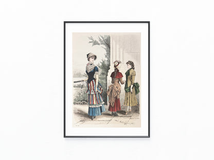 Original Mädchenmode Tafel 1882 | Vintage Modegrafik