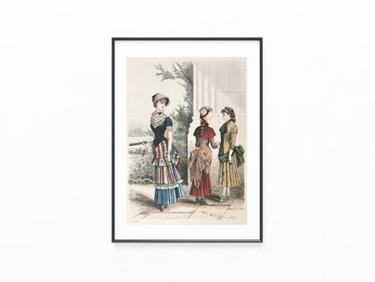 Original Mädchenmode Tafel 1882 | Vintage Modegrafik