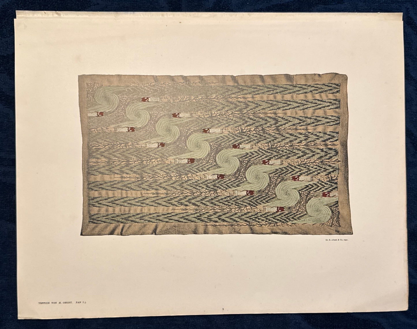 Original Jugendstil-Stoffmuster 1900 | Farbdruck