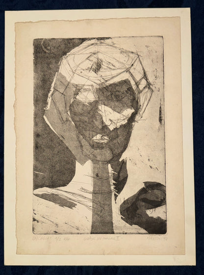 Original Radierung Schädel des Pharos Martini