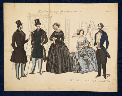 Original Modeblatt Modebilder 1850er | Handkolorierte Damenmode