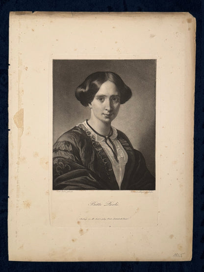 1855 Original Porträt Betti Paoli | Stahlstich Dichterin & Journalistin