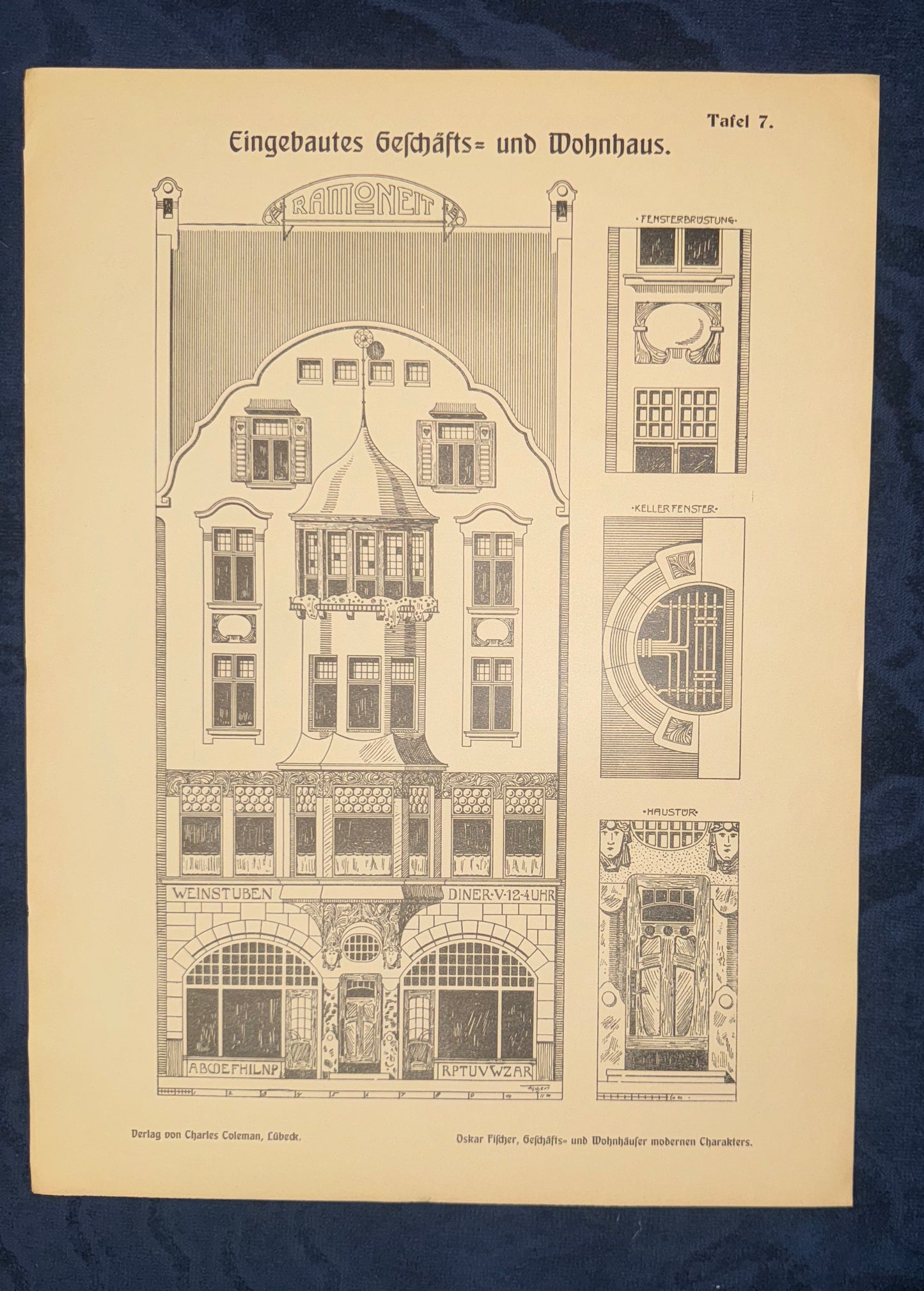 Vintage Jugendstil Fassade Original Architektur 1900 Geschäfts & Wohnhaus | Baukunst Druck