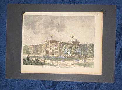 1860 Berlin Kronprinzenpalais Original kolorierter Holzstich | Architektur Druck