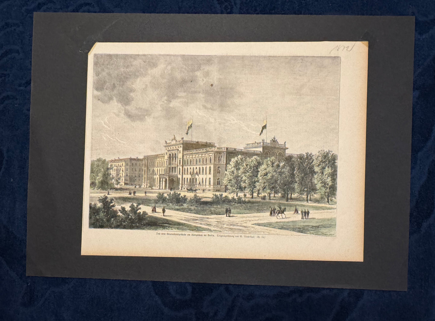 1860 Berlin Kronprinzenpalais Original kolorierter Holzstich | Architektur Druck