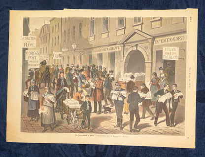1880 Wien Zeitungsgasse Lithografie | Historische Straßenszene | Wiener Presse