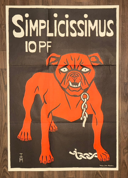 Plakat Simplicissimus rote Bulldogge 1896 | Satire München Jugendstil