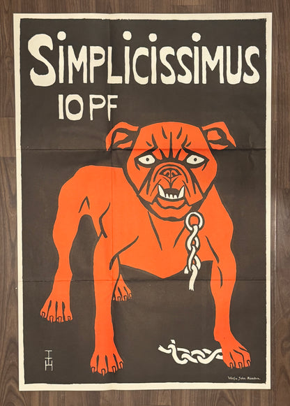 Plakat Simplicissimus rote Bulldogge 1896 | Satire München Jugendstil