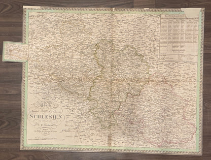 1831 Original Landkarte Schlesien Weiland | Historische Karte Preussen Provinz