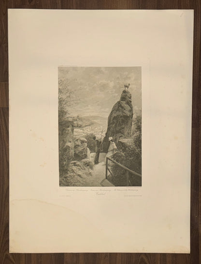 Original Grafik Karlsbad 1890 Aussicht vom Hirschensprung | Kurort Böhmen Karlovy Vary