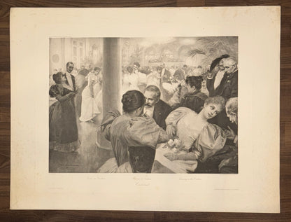 Original Grafik Karlsbad 1890 | Ball Kurhaus Karlovy Vary Gesellschaftsszene