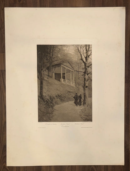 Original Grafik Karlsbad 1890 | Kurort Böhmen | Ferdinand’s Tempel im Kurpark