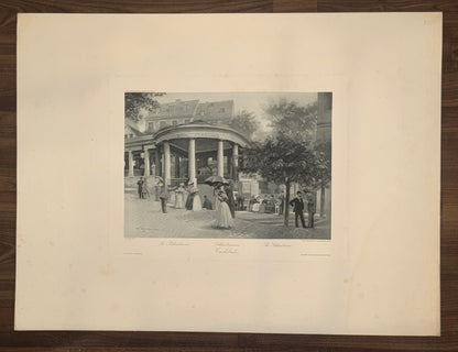 Original Grafik Karlsbad Heilquellen 1890 | Schlossbrunnen Kolonnade Kurort Karlovy Vary