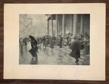 Karlsbad 1890 | Am Mühlbrunnen bei Regen Original | Heilquelle Wasser Carlsbad