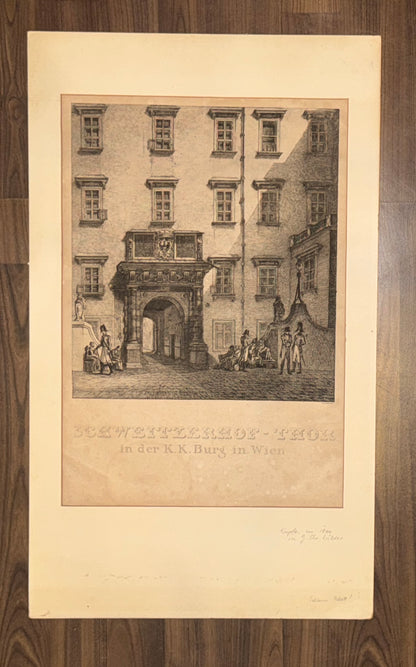 1800 Wien Schweitzerhof Tor Kupferstich | K. K. Burg Hofburg Österreich | Kaiserzeit Wien
