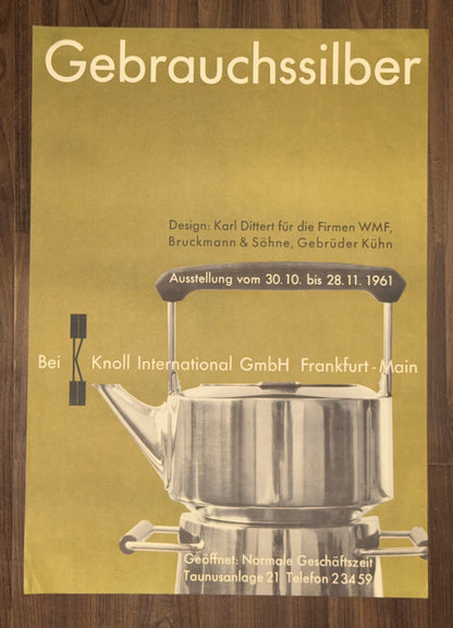 1961 Original Plakat Gebrauchssilber Ausstellung | WMF Bruckmann Gebrüder Kühn | Design Karl Dittert