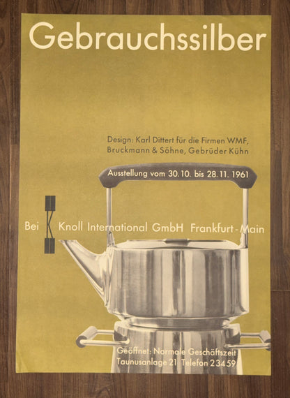 1961 Original Plakat Gebrauchssilber Ausstellung | WMF Bruckmann Gebrüder Kühn | Design Karl Dittert