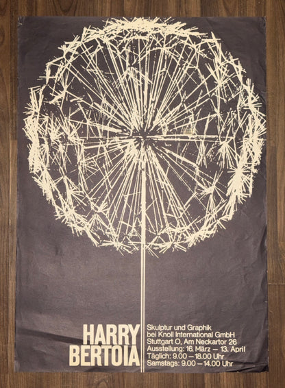 Original Harry Bertoia 1960er Ausstellungsplakat | Knoll International Stuttgart | Dandelion Skulptur | Vintage Mid-Century Design Taraxacum