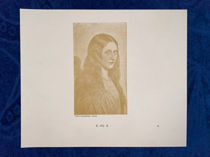 Jugendstildruck Fritz Mackensen Studie um 1900 | Original Porträt Grafik Worpswede