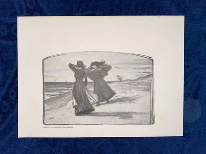 Jugendstildruck Ludwig von Hofmann Am Strande 1900 | Original Grafik Frauen am Meer | Vintage