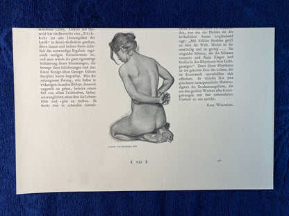 Jugendstil Akt Ludwig von Hofmann Akt 1900 | weiblicher Rückenakt Vintage Art