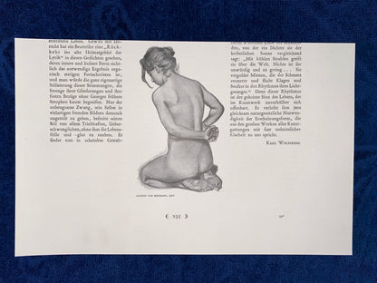 Jugendstil Akt Ludwig von Hofmann Akt 1900 | weiblicher Rückenakt Vintage Art