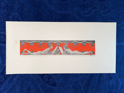Vintage Art Nouveau Liegende Jünglinge mit Buch 1900 | Jugendstildruck