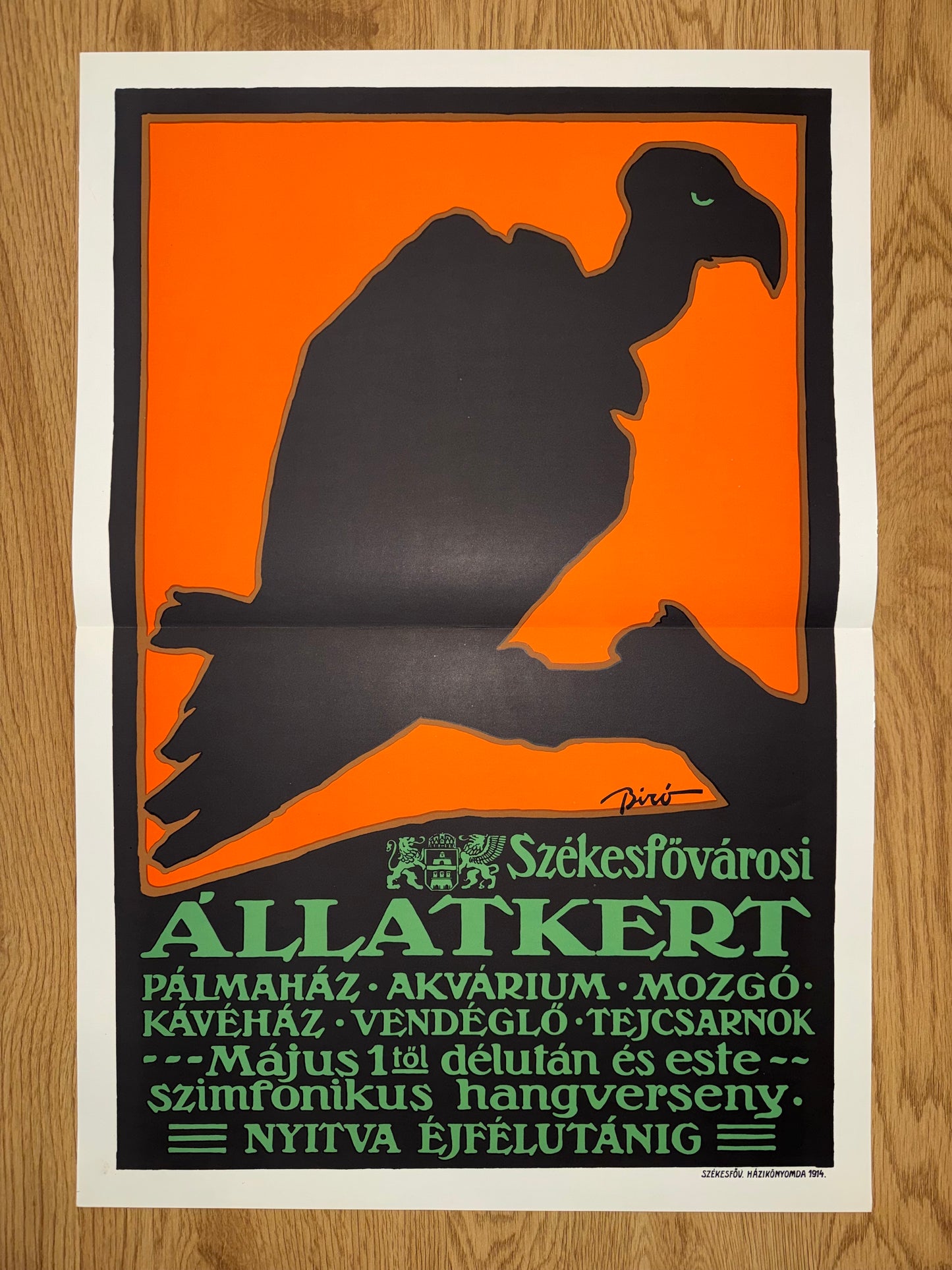 Jugendstil Plakat Zoo Budapest 1914 Michael Biro Allatkert | Vintage Wandbild