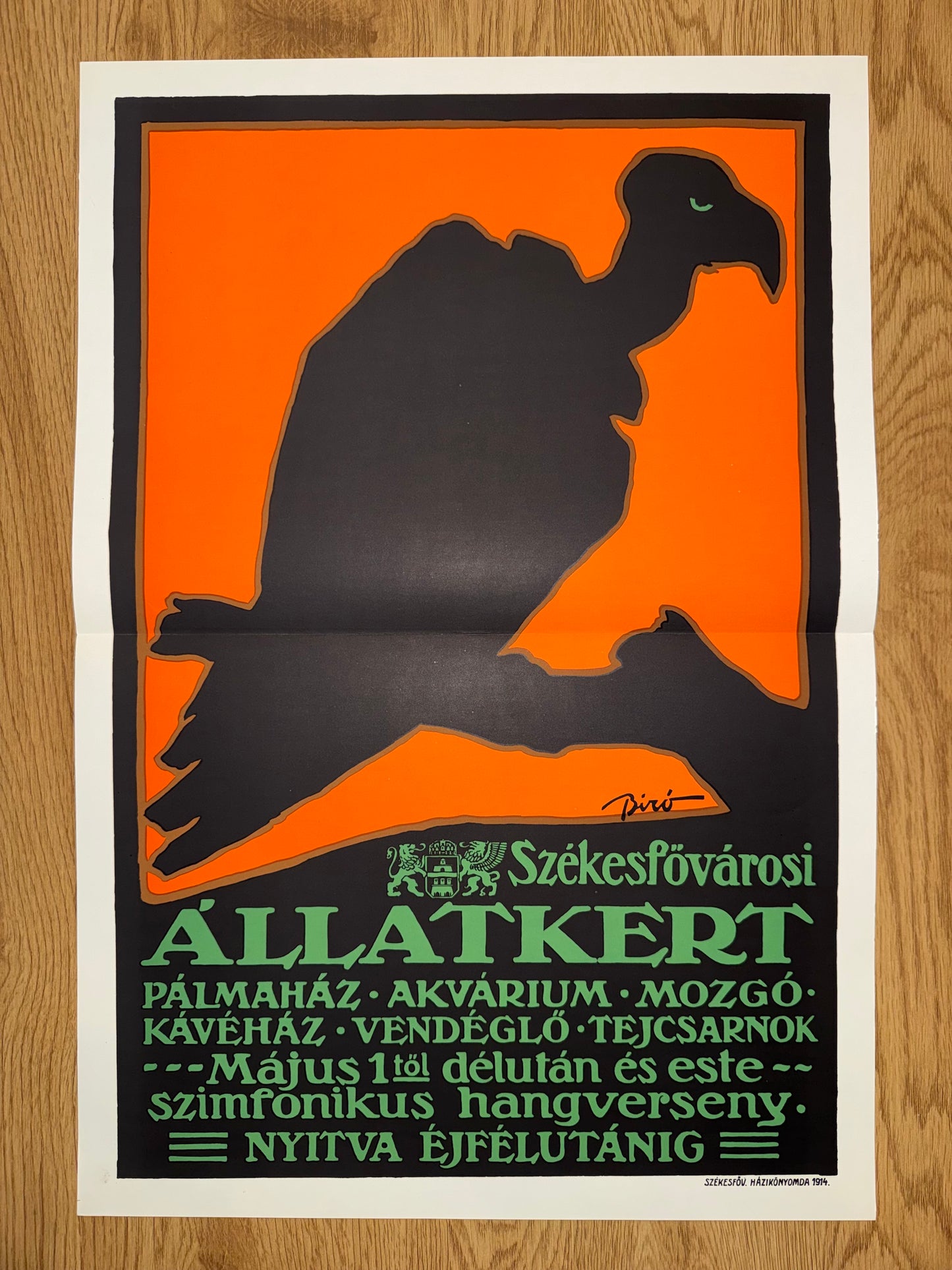 Jugendstil Plakat Zoo Budapest 1914 Michael Biro Allatkert | Vintage Wandbild