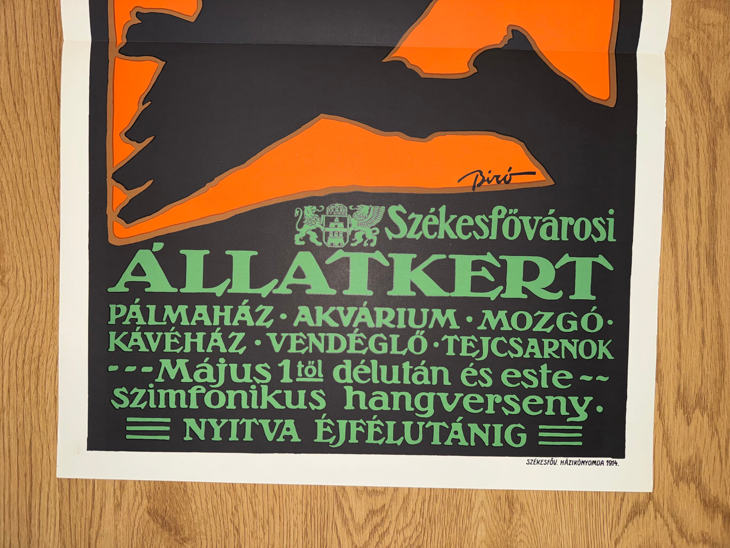 Jugendstil Plakat Zoo Budapest 1914 Michael Biro Allatkert | Vintage Wandbild