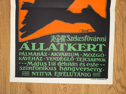 Jugendstil Plakat Zoo Budapest 1914 Michael Biro Allatkert | Vintage Wandbild