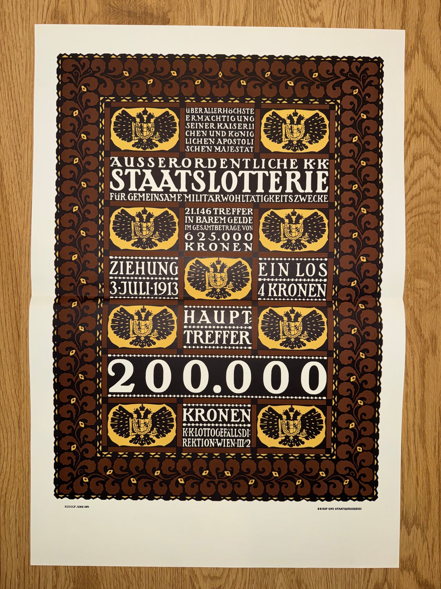 Vintage Jugendstil Plakat Staatslotterie 1913 Wien Rudolf Junk | Art Nouveau