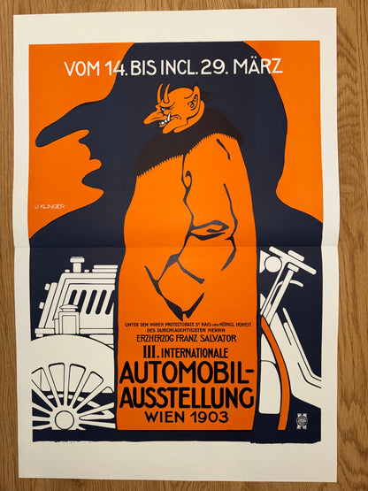 Automobil Ausstellung Wien 1903 Plakat Julius Klinger | Jugendstil Auto Vintage