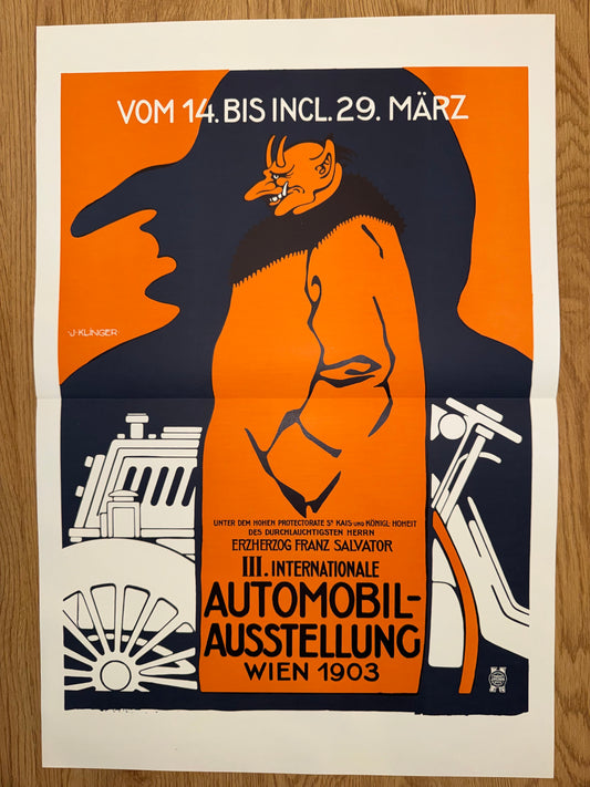 Automobil Ausstellung Wien 1903 Plakat Julius Klinger | Jugendstil Auto Vintage