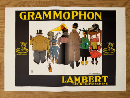 Grammophon Plakat 1902 Julius Klinger | Jugendstil Werbung Wien Schreibmaschine