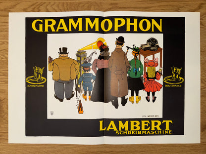 Grammophon Plakat 1902 Julius Klinger | Jugendstil Werbung Wien Schreibmaschine