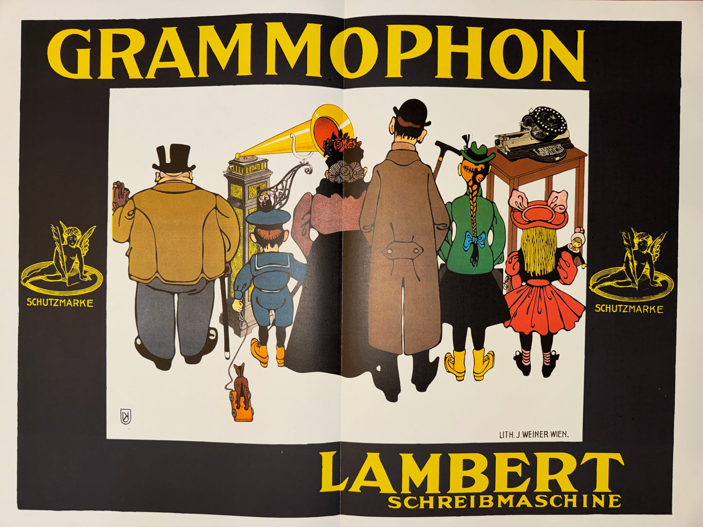 Grammophon Plakat 1902 Julius Klinger | Jugendstil Werbung Wien Schreibmaschine